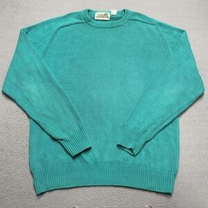 VTG Green Mountain Threadworks Sweater Mens Large Green Crew Neck Cotton 90s y2k